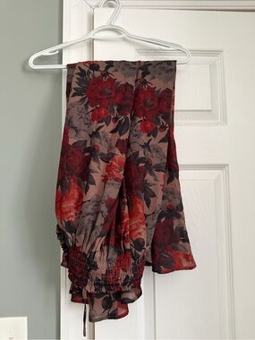 Vici Floral Maxi Skirt in Red and Mauve